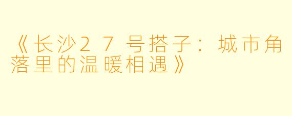 《长沙27号搭子：城市角落里的温暖相遇》