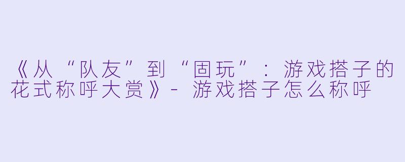 《从“队友”到“固玩”：游戏搭子的花式称呼大赏》-游戏搭子怎么称呼