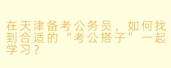 在天津备考公务员，如何找到合适的“考公搭子”一起学习？