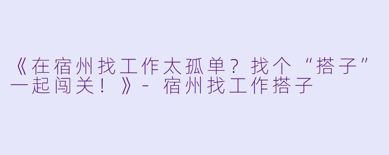 《在宿州找工作太孤单？找个“搭子”一起闯关！》-宿州找工作搭子