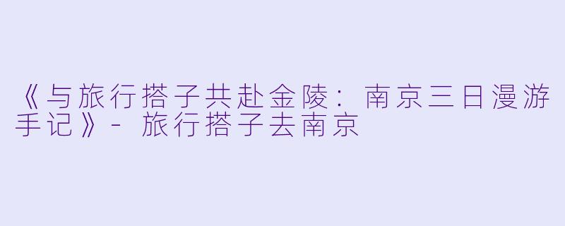 《与旅行搭子共赴金陵：南京三日漫游手记》-旅行搭子去南京