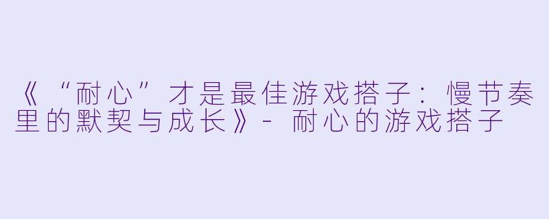 《“耐心”才是最佳游戏搭子：慢节奏里的默契与成长》-耐心的游戏搭子