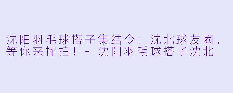 沈阳羽毛球搭子集结令：沈北球友圈，等你来挥拍！-沈阳羽毛球搭子沈北