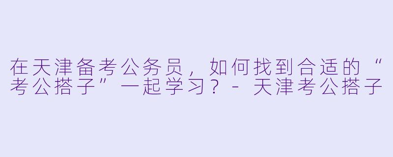 在天津备考公务员，如何找到合适的“考公搭子”一起学习？-天津考公搭子