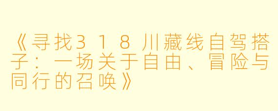 《寻找318川藏线自驾搭子：一场关于自由、冒险与同行的召唤》