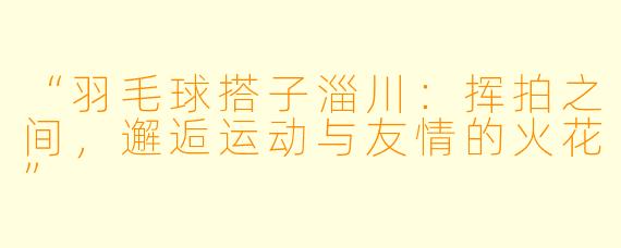 “羽毛球搭子淄川：挥拍之间，邂逅运动与友情的火花”