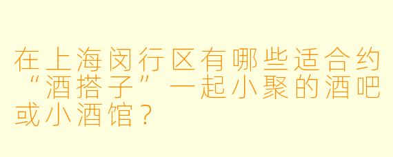 在上海闵行区有哪些适合约“酒搭子”一起小聚的酒吧或小酒馆？