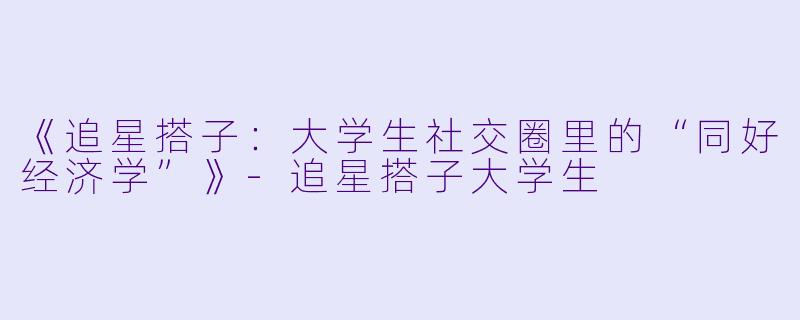 《追星搭子：大学生社交圈里的“同好经济学”》-追星搭子大学生