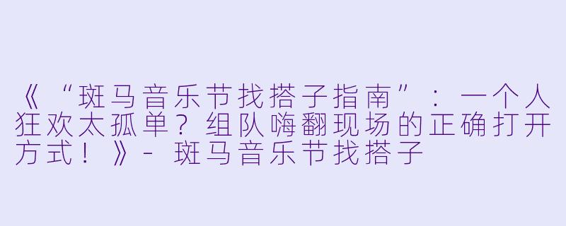 《“斑马音乐节找搭子指南”：一个人狂欢太孤单？组队嗨翻现场的正确打开方式！》-斑马音乐节找搭子