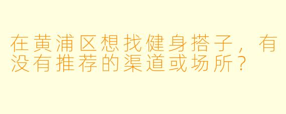 在黄浦区想找健身搭子，有没有推荐的渠道或场所？