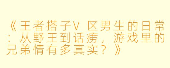 《王者搭子V区男生的日常：从野王到话痨，游戏里的兄弟情有多真实？》