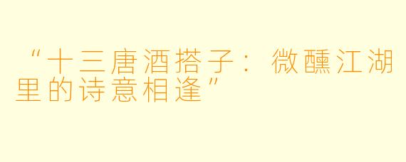 “十三唐酒搭子：微醺江湖里的诗意相逢”