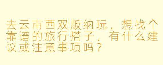 去云南西双版纳玩，想找个靠谱的旅行搭子，有什么建议或注意事项吗？
