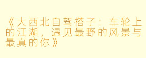 《大西北自驾搭子：车轮上的江湖，遇见最野的风景与最真的你》