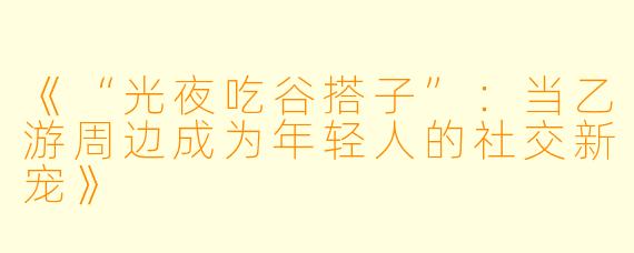 《“光夜吃谷搭子”：当乙游周边成为年轻人的社交新宠》
