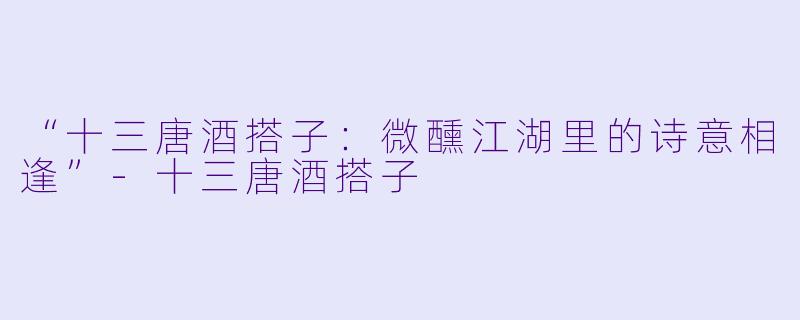 “十三唐酒搭子：微醺江湖里的诗意相逢”-十三唐酒搭子