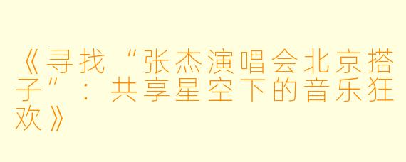《寻找“张杰演唱会北京搭子”：共享星空下的音乐狂欢》