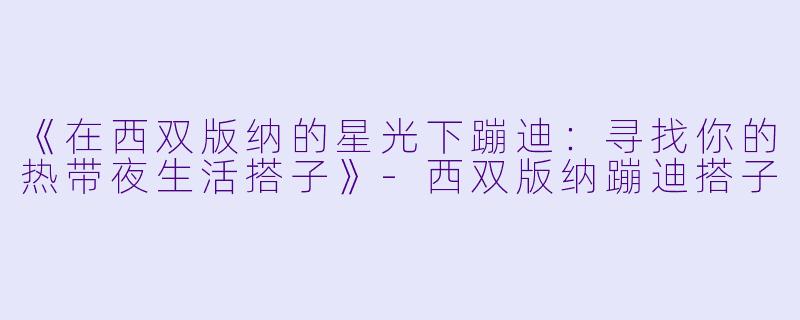 《在西双版纳的星光下蹦迪：寻找你的热带夜生活搭子》-西双版纳蹦迪搭子