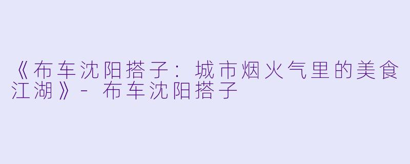 《布车沈阳搭子：城市烟火气里的美食江湖》-布车沈阳搭子
