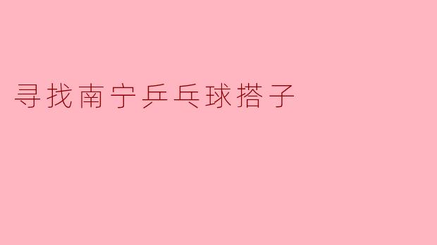 寻找南宁乒乓球搭子