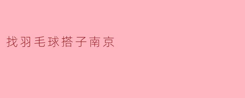 找羽毛球搭子南京