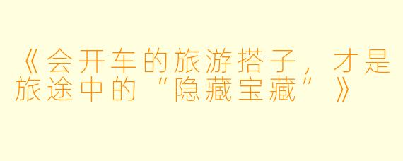 《会开车的旅游搭子，才是旅途中的“隐藏宝藏”》