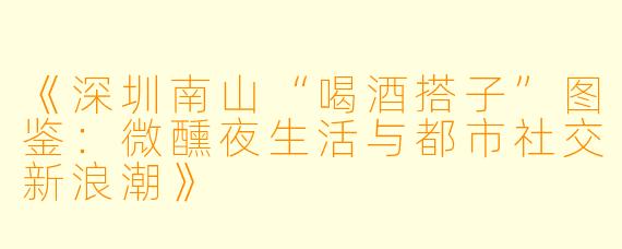 《深圳南山“喝酒搭子”图鉴：微醺夜生活与都市社交新浪潮》