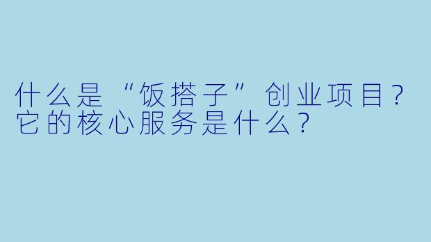 什么是“饭搭子”创业项目？它的核心服务是什么？