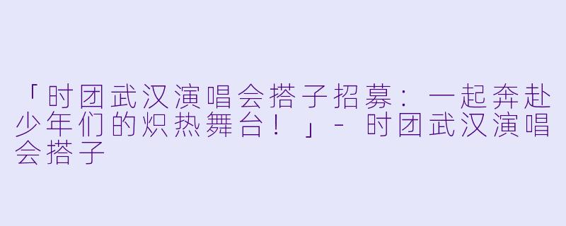 「时团武汉演唱会搭子招募：一起奔赴少年们的炽热舞台！」-时团武汉演唱会搭子