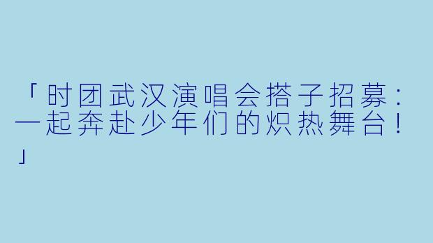 「时团武汉演唱会搭子招募：一起奔赴少年们的炽热舞台！」