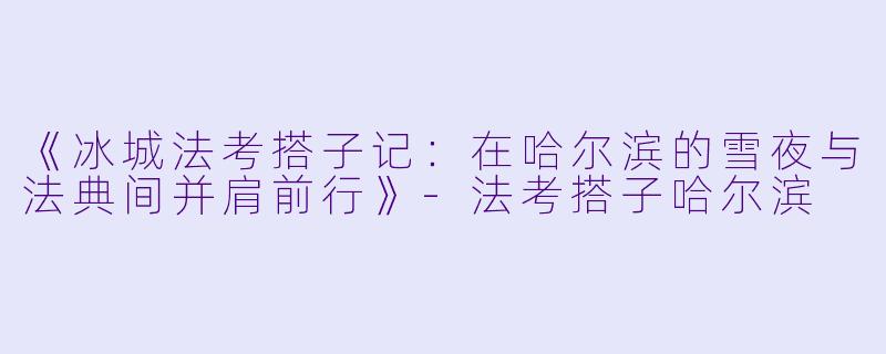 《冰城法考搭子记：在哈尔滨的雪夜与法典间并肩前行》-法考搭子哈尔滨