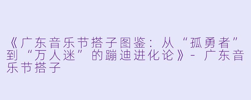 《广东音乐节搭子图鉴：从“孤勇者”到“万人迷”的蹦迪进化论》-广东音乐节搭子