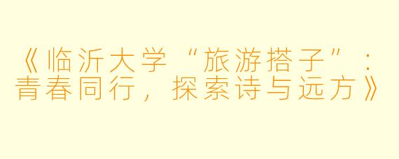 《临沂大学“旅游搭子”：青春同行，探索诗与远方》