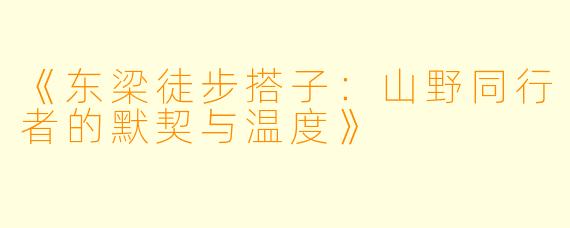 《东梁徒步搭子：山野同行者的默契与温度》