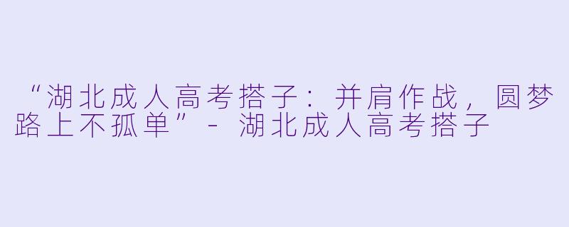 “湖北成人高考搭子：并肩作战，圆梦路上不孤单”-湖北成人高考搭子