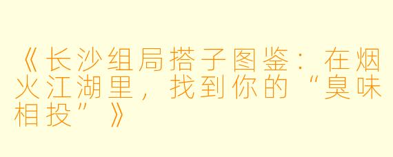 《长沙组局搭子图鉴：在烟火江湖里，找到你的“臭味相投”》