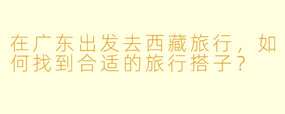 在广东出发去西藏旅行，如何找到合适的旅行搭子？