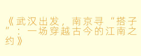 《武汉出发，南京寻“搭子”：一场穿越古今的江南之约》