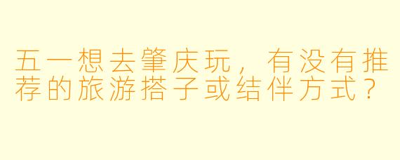 五一想去肇庆玩，有没有推荐的旅游搭子或结伴方式？