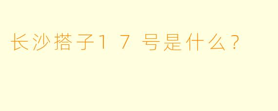 长沙搭子17号是什么？
