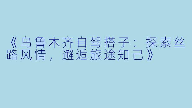 《乌鲁木齐自驾搭子：探索丝路风情，邂逅旅途知己》