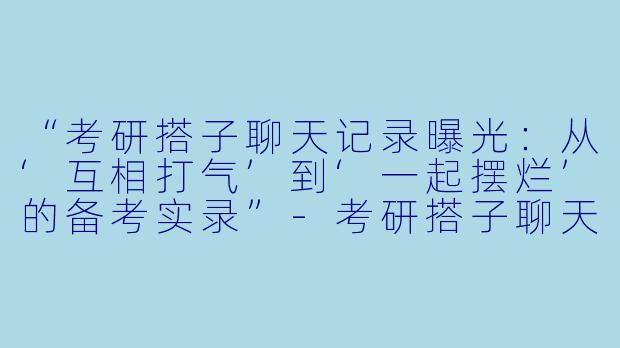 “考研搭子聊天记录曝光：从‘互相打气’到‘一起摆烂’的备考实录”-考研搭子聊天记录