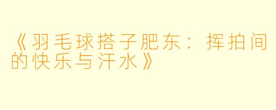 《羽毛球搭子肥东：挥拍间的快乐与汗水》