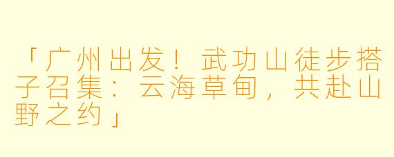 「广州出发！武功山徒步搭子召集：云海草甸，共赴山野之约」