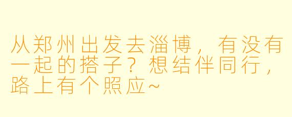 从郑州出发去淄博，有没有一起的搭子？想结伴同行，路上有个照应~