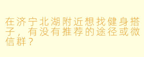 在济宁北湖附近想找健身搭子，有没有推荐的途径或微信群？
