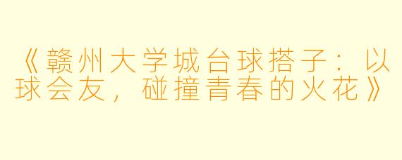 《赣州大学城台球搭子：以球会友，碰撞青春的火花》