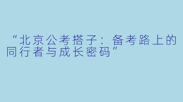 “北京公考搭子：备考路上的同行者与成长密码”