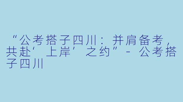 “公考搭子四川：并肩备考，共赴‘上岸’之约”-公考搭子四川