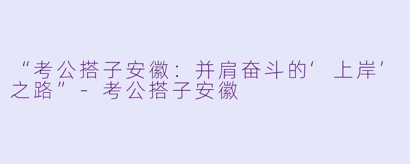 “考公搭子安徽：并肩奋斗的‘上岸’之路”-考公搭子安徽